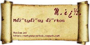 Mátyásy Árkos névjegykártya